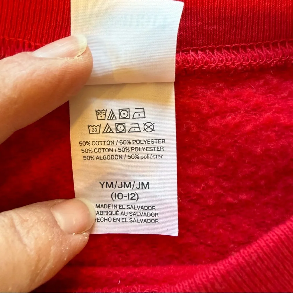 Hanes EcoSmart Kids' Crewneck Sweatshirt Red w/Appliqué YM (10-12) - Picture 12 of 16